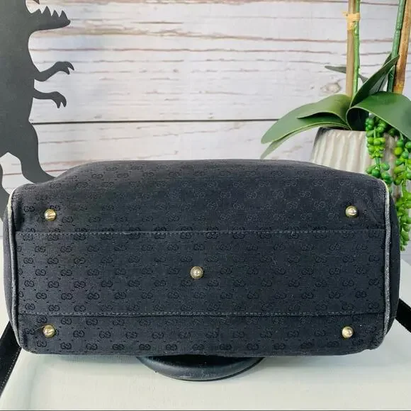 Gucci Black GG Supreme Canvas Boston Satchel with Crossbody Strap Authentic - Picture 9 of 15